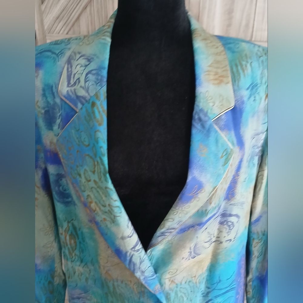 Vintage City Girl PETITES  Blue and Green Women's Jacket.